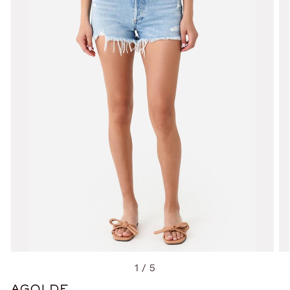 AGOLDE Women's Distressed Denim Shorts - Light Blue